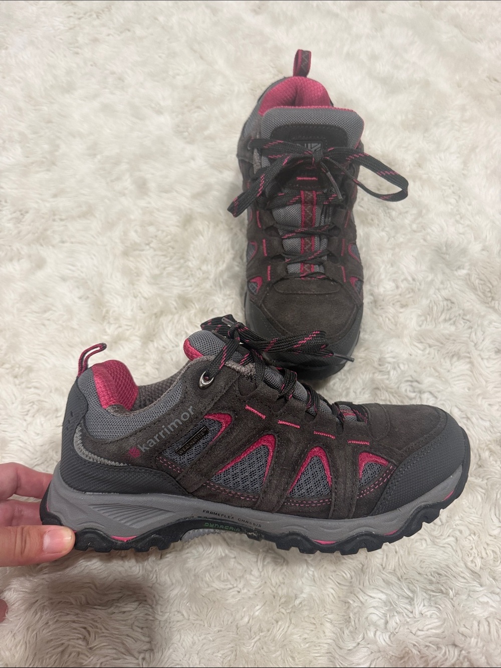 Karrimor Mount Low Waterproof Hiking Shoes in Gray and Pink Woman's Size 7.5